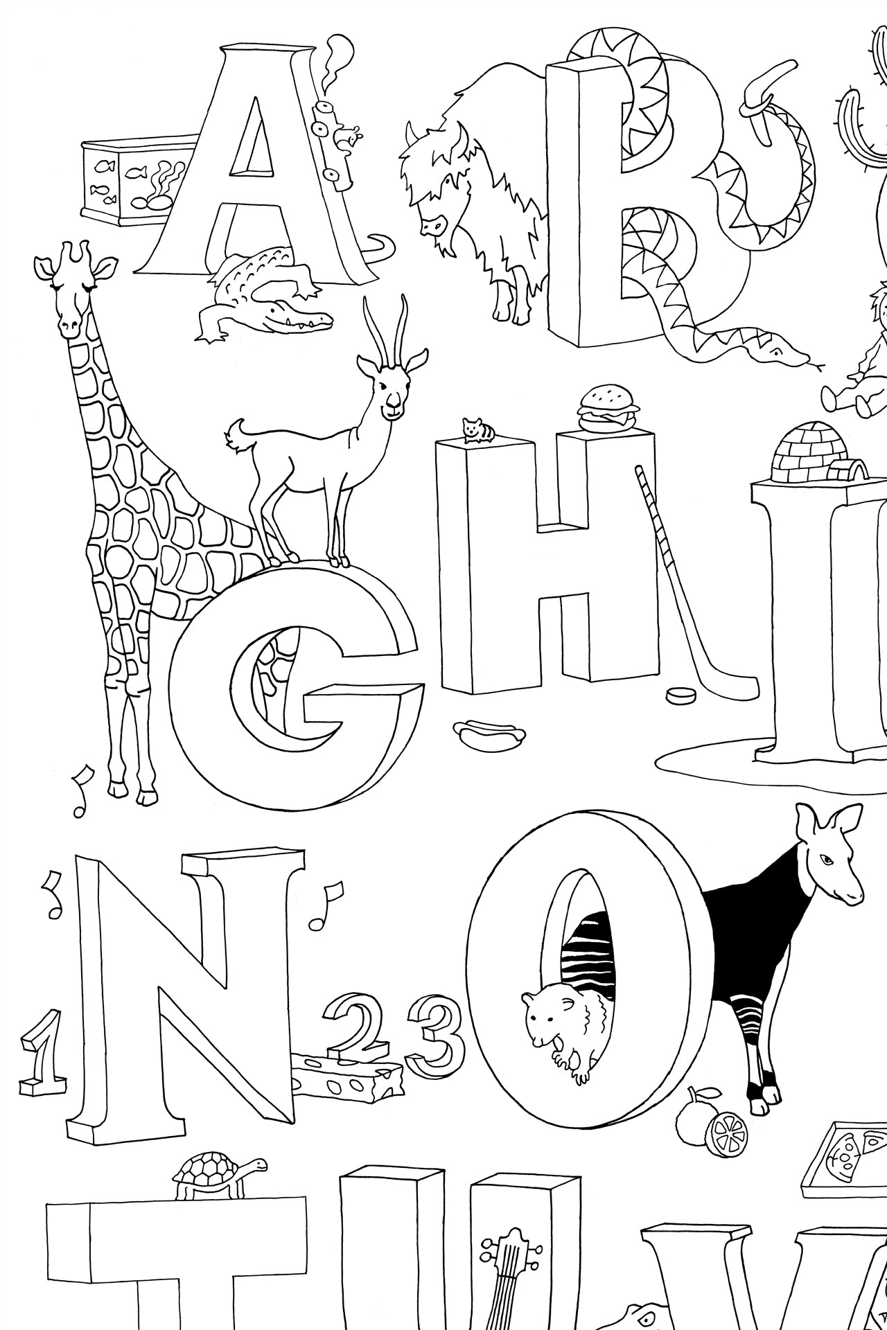 Coloring poster letters and animals Clementine and Marmelade bilingual alphabet learning fun 