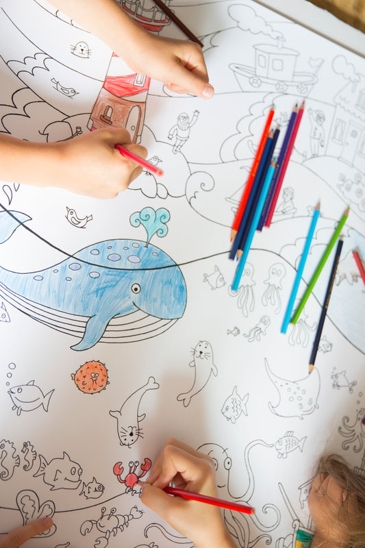 The Ocean seek and find coloring poster